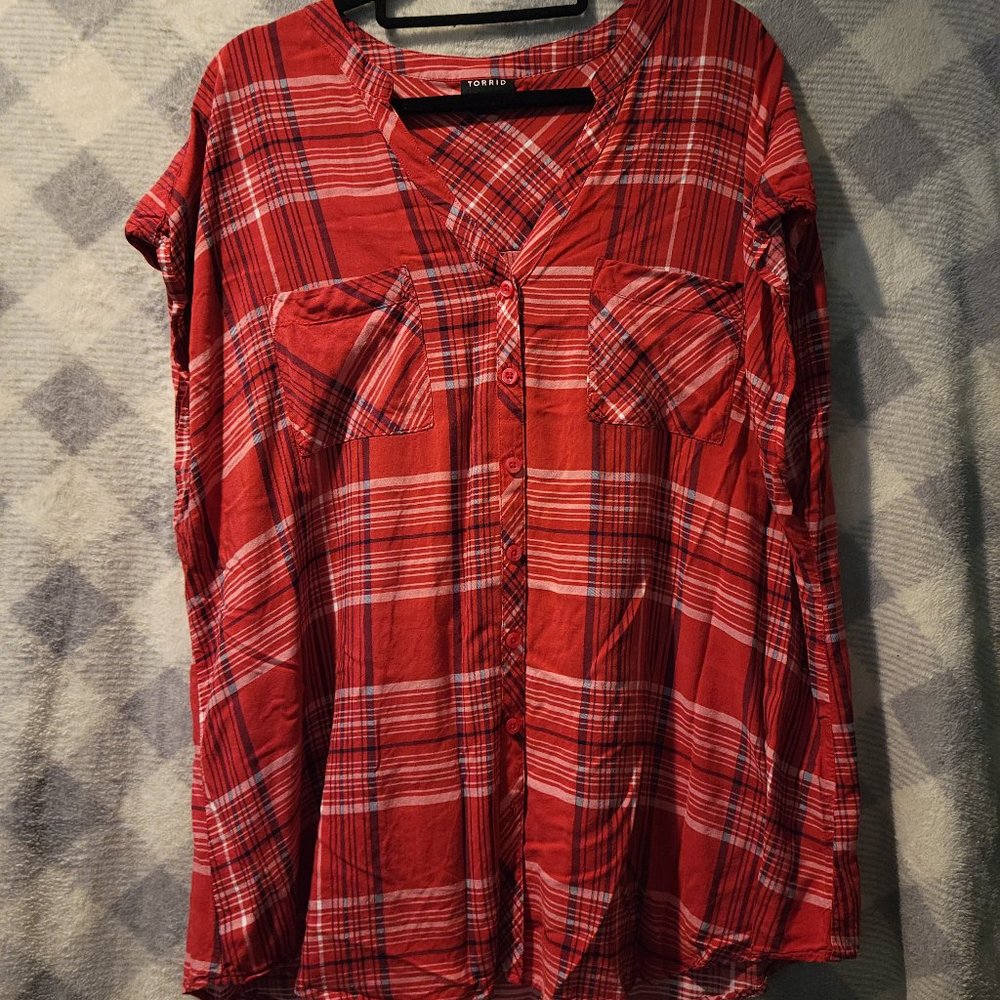 Red stripped blouse from Torrid